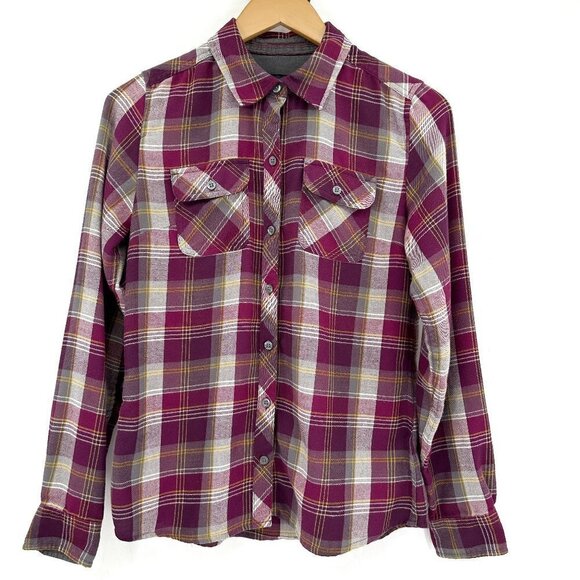 Marmot Bridget Pink Plaid Outdoor Flannel Button Down Camping Small Hiking Shirt - Picture 1 of 8